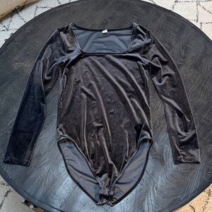 Old Navy Charcoal Velvet Bodysuit